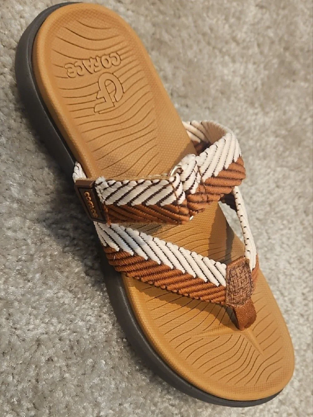 Braided Tan & Cream Women’s Thong Sandals